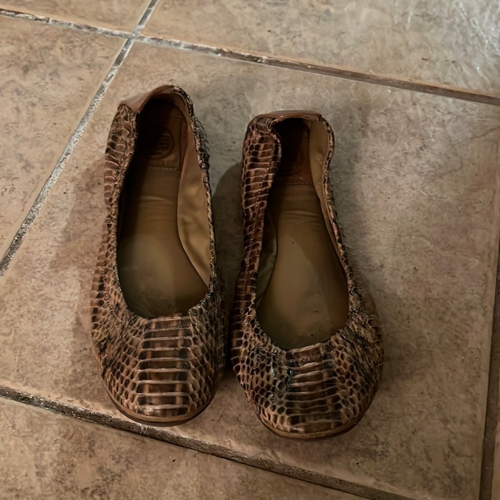 Tory Burch snake skin flats